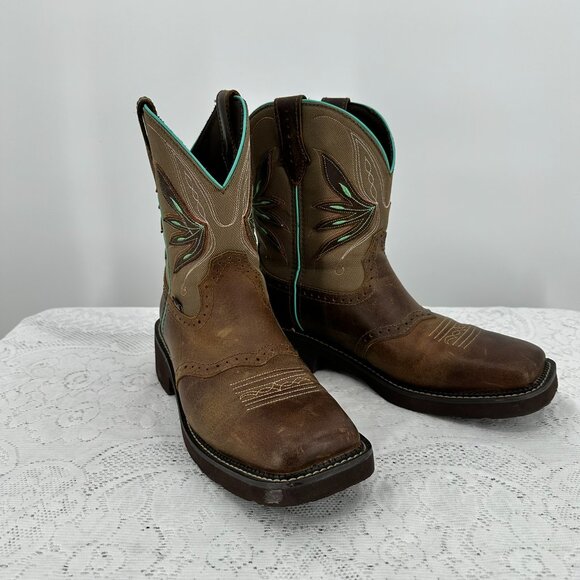 Women's Leather Justin Cowboy Western Boots sz 11B - Picture 7 of 10